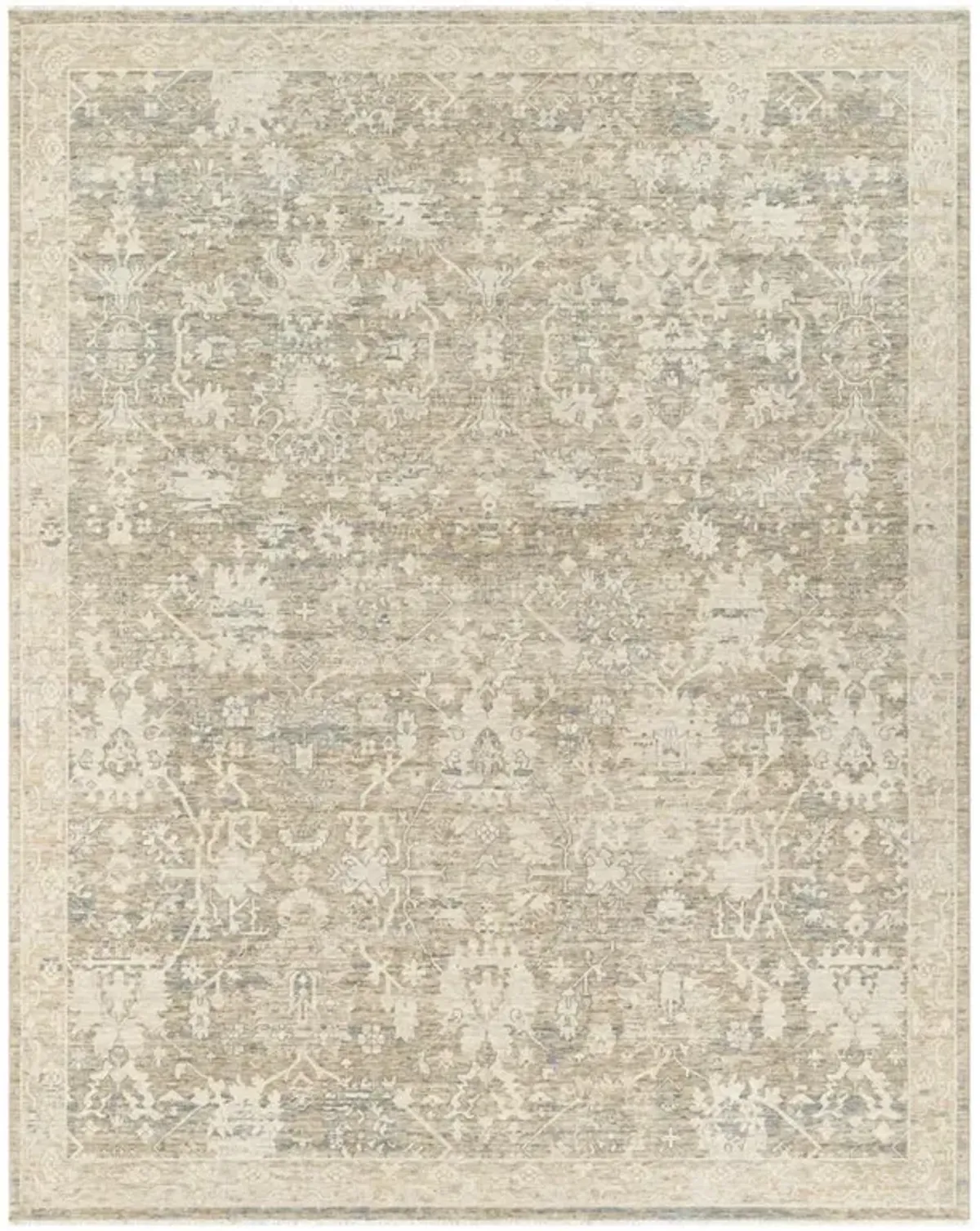 Ori French Country Beige Wool Patterned Rug - 6'5"x8'10"