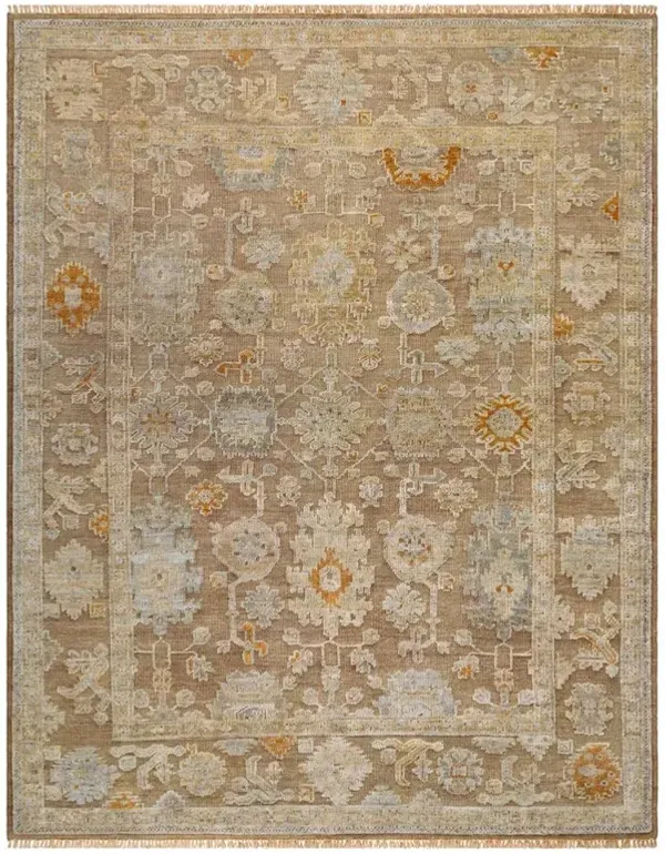Saraya French Country Brown Wool Oushak Patterned Hand Knotted Rug - 2'x3'
