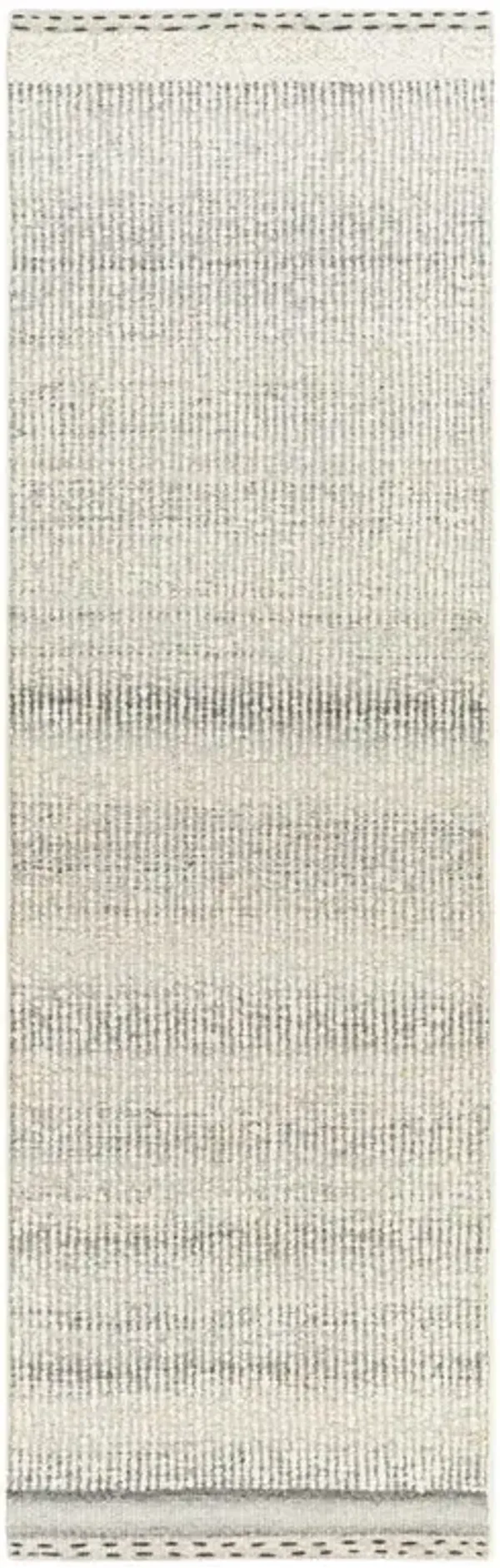 Shiloh Coastal Beach Grey Wool Striated Rug - 2'6"x8'