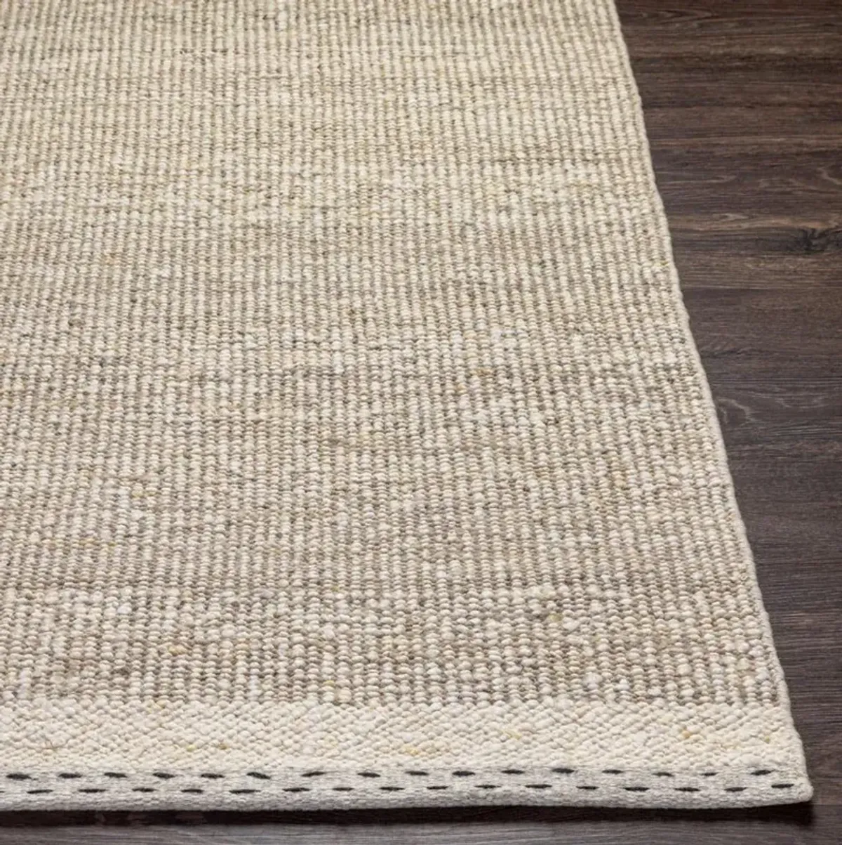 Shiloh Coastal Beach Beige Wool Striated Rug - 2'x3'