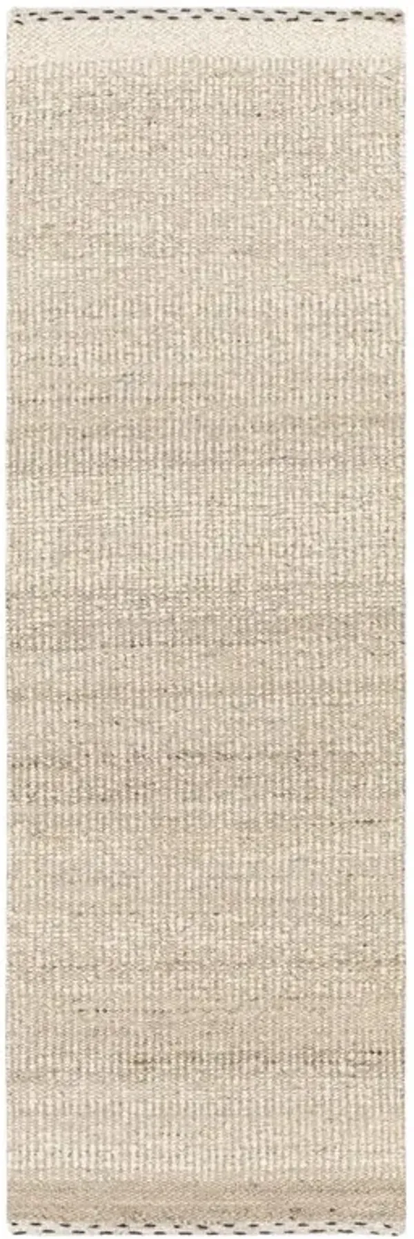 Shiloh Coastal Beach Beige Wool Striated Rug - 2'6"x8'