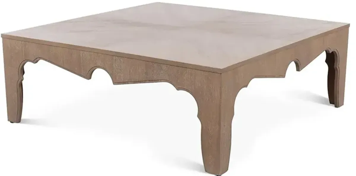 Vincent Modern Classic Driftwood Brown Acacia Wood Square Coffee Table