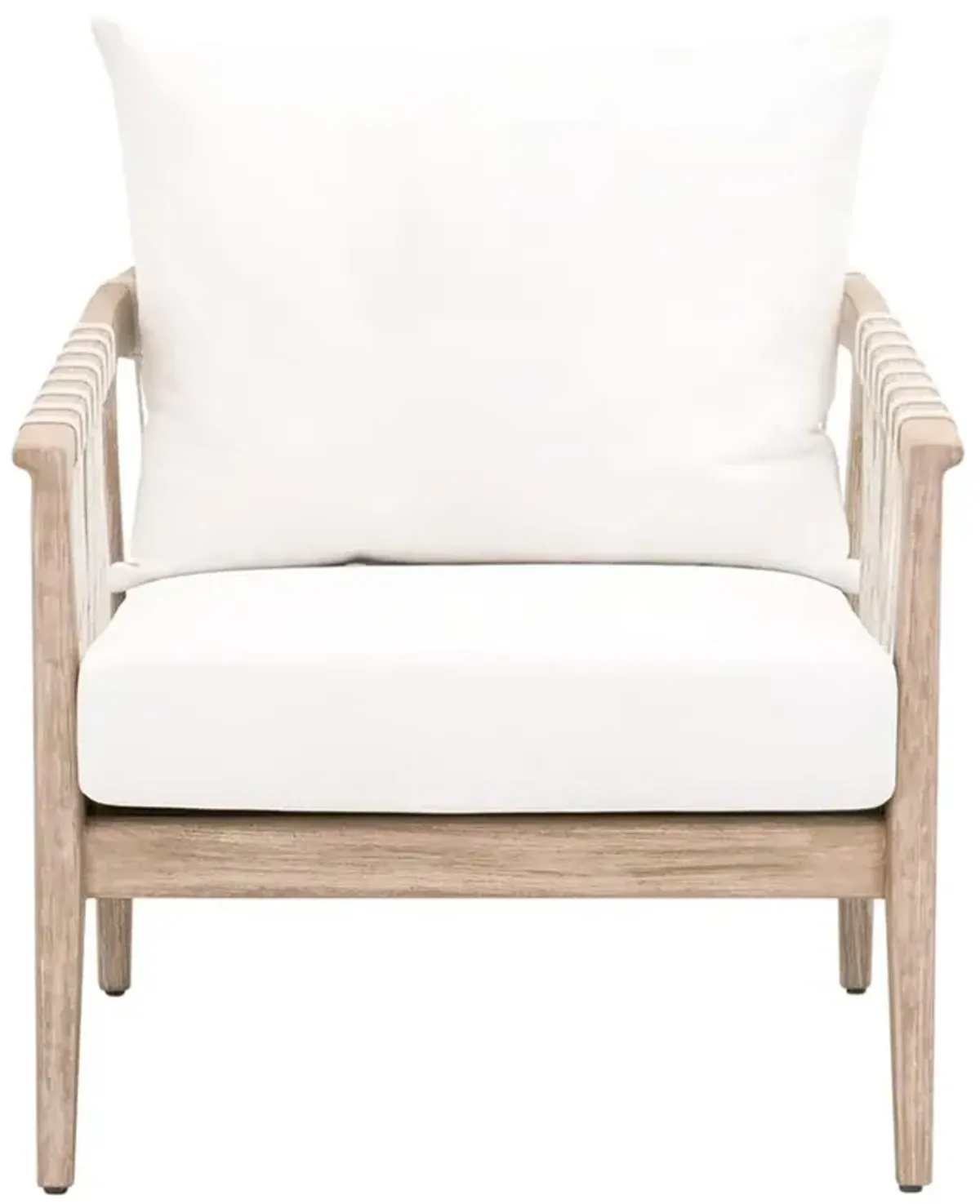 Finn Coastal Beach Natural Grey Wood Pearl White Performance Occasional Chair