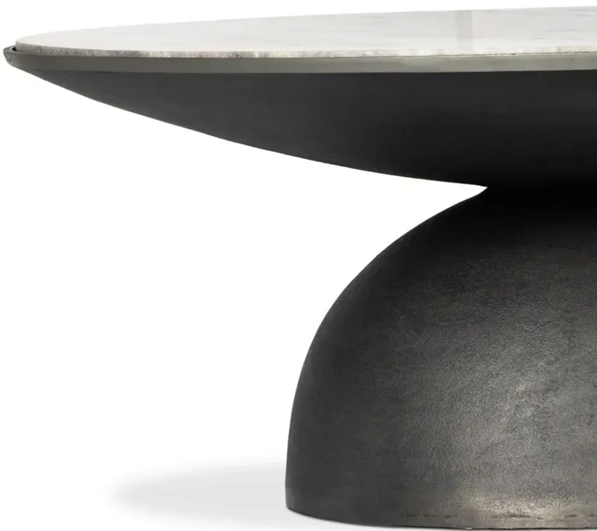 Malia Industrial River Grey Marble Top Aluminum Round Coffee Table - Small