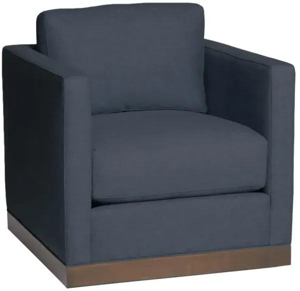 Cisco Home Cosmo Modern Classic Dark Blue Upholstered Swivel Arm Chair