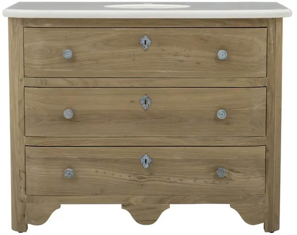 Priya French Country Marble Reclaimed Pine Vanity Sink - 48"
