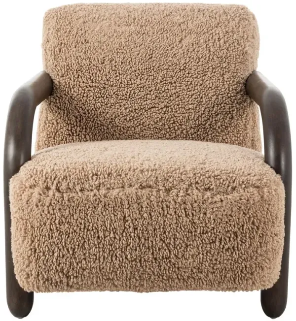 Waverly Modern Classic Brown Faux Shearling Arm Chair