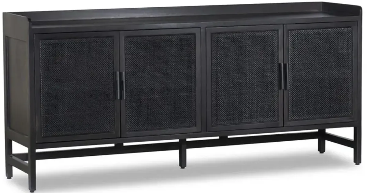 Corazon Global Bazaar Woven Black Cane Black Wash Mango Wood Sideboard