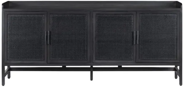 Corazon Global Bazaar Woven Black Cane Black Wash Mango Wood Sideboard