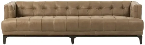 Allen Mid Century Palermo Drift Leather Button Tufted Sofa - 91.25"W