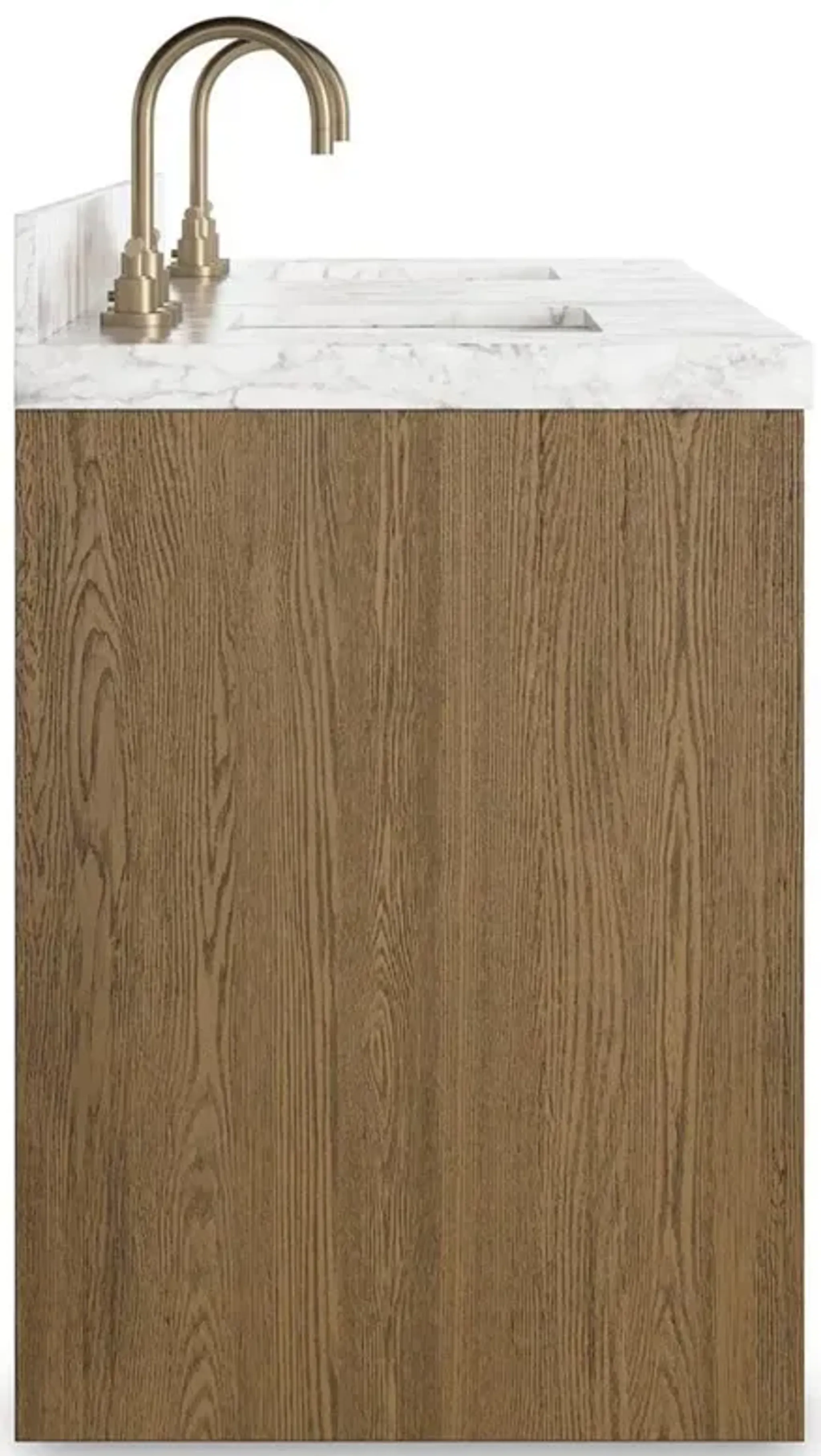 Allissa Modern Classic Carrara Marble Natural Oak Double Vanity Sink ...