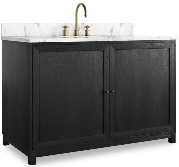 Cynthia Modern Classic Carrara Marble Black Oak Wide Vanity Sink - 48"
