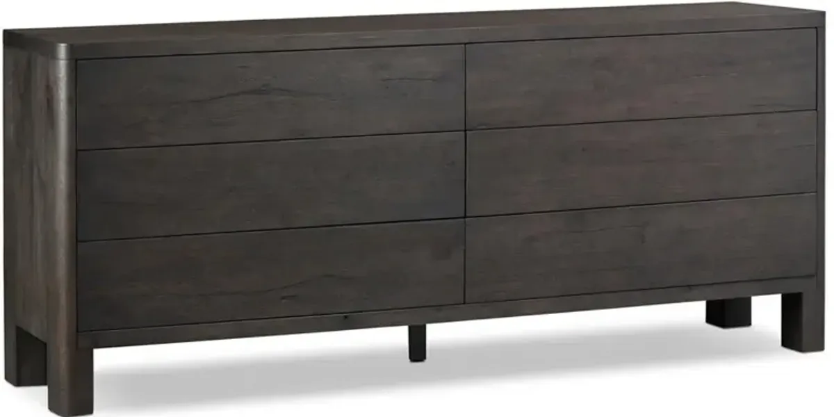 Slade Rustic Lodge Smoked Black Oak Double Dresser