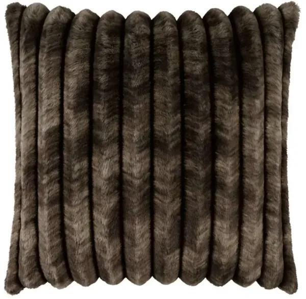 Audrey Rustic Mocha Faux Fur Decorative Throw Pillow - 24x24