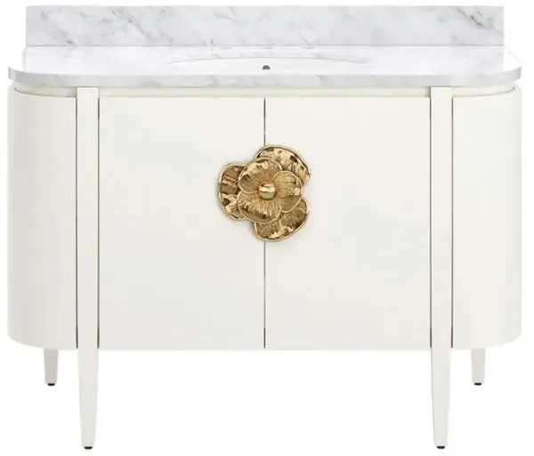 Sazana Modern Classic Carrara Marble White Oak Vanity Sink - 48"