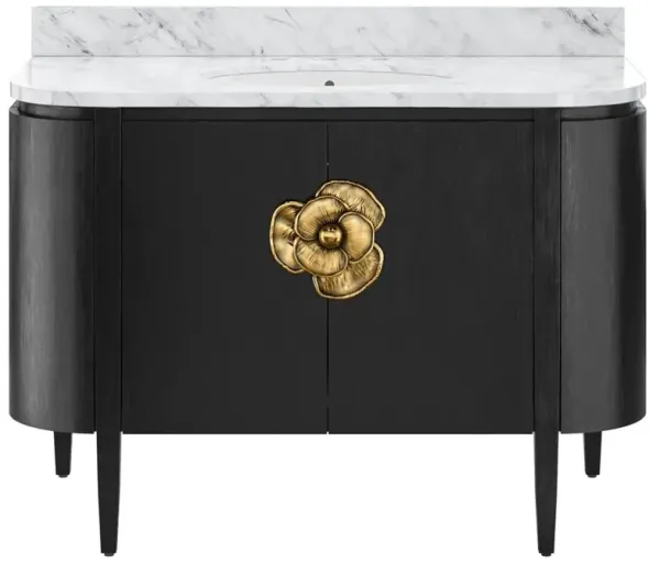 Sazana Modern Classic Carrara Marble Black Oak Vanity Sink - 48"