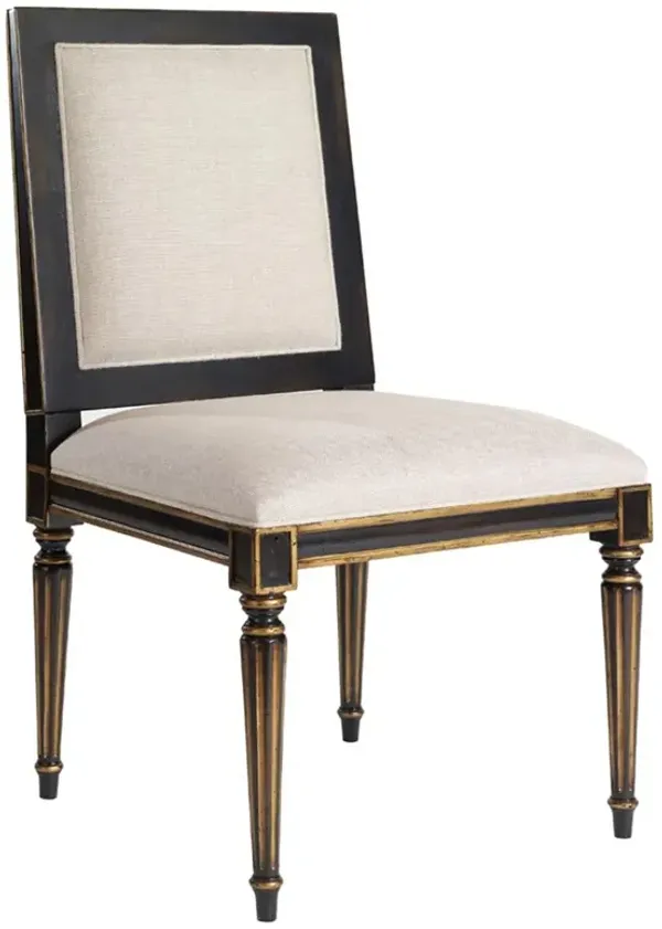 Century Barrington French Natural Linen Black Acacia Wood Dining Side Chair
