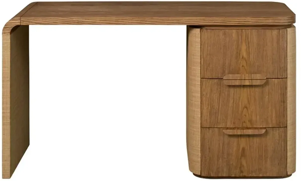 Century Bohdi Coastal Beach Brown Raffia Brown Wood Desk