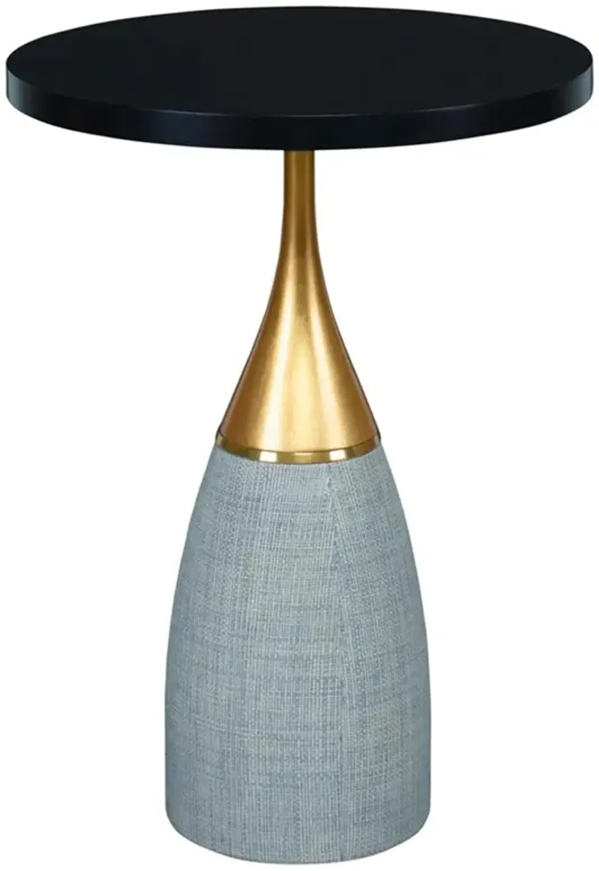 Century Cass Hollywood Regency Black Wood Grey Raffia Side Table