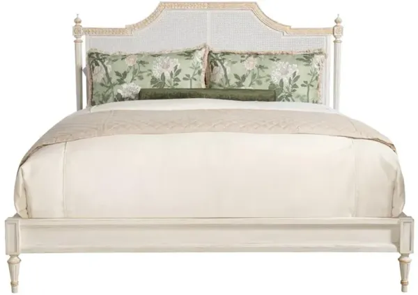 Century Emily French Country White Wash Acacia Wood Bed - Queen