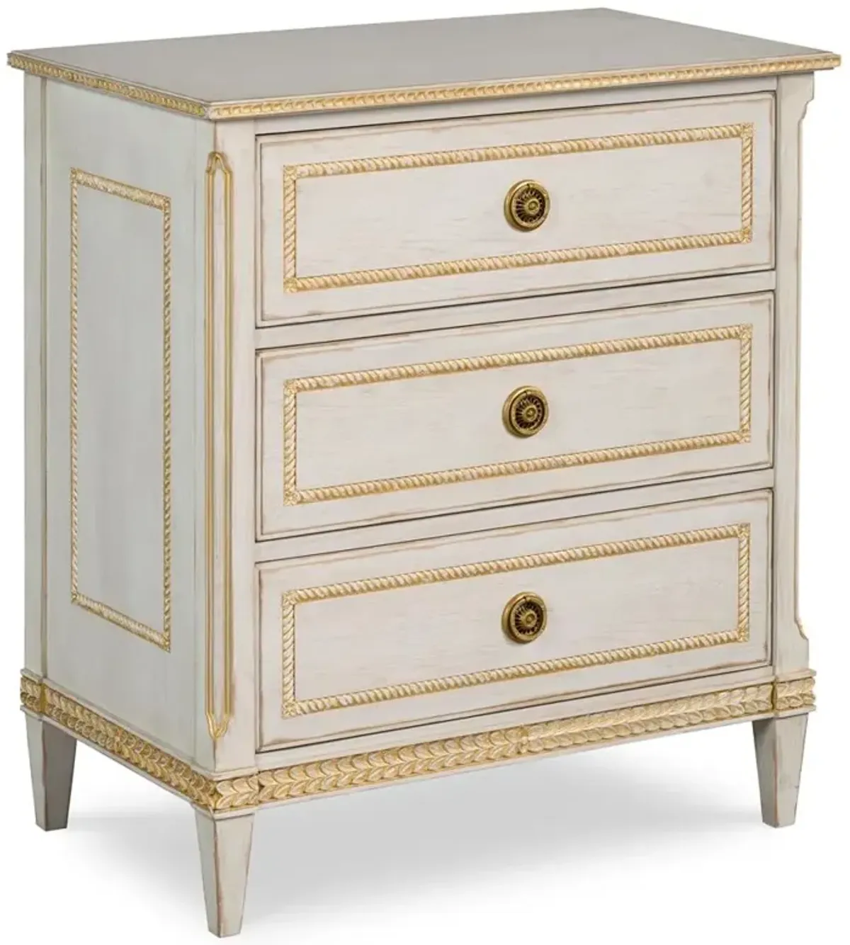 Century Emily French Country White Wash Acacia Wood Nightstand