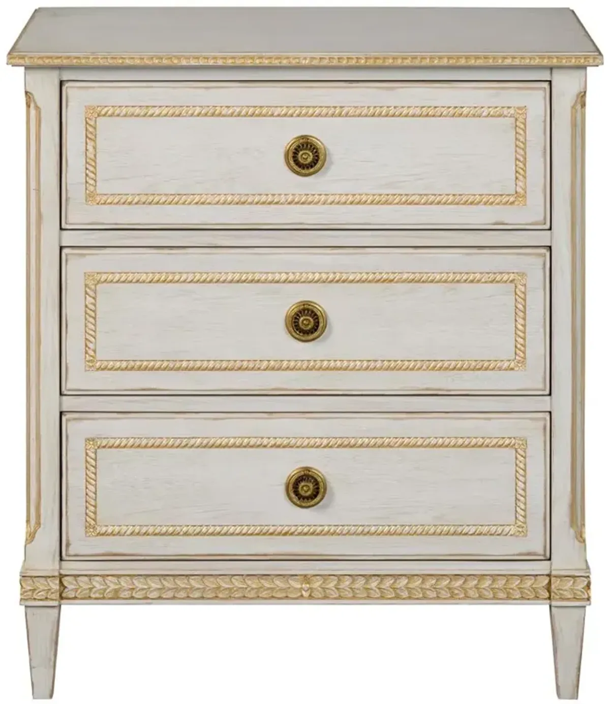 Century Emily French Country White Wash Acacia Wood Nightstand