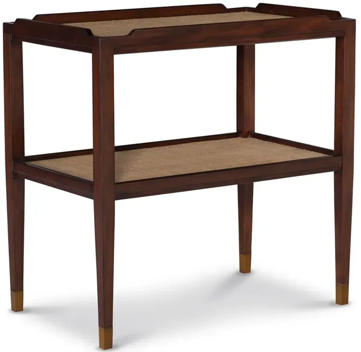 Century Honu Coastal Beach Brown Raffia Mahogany Wood Tray Side Table