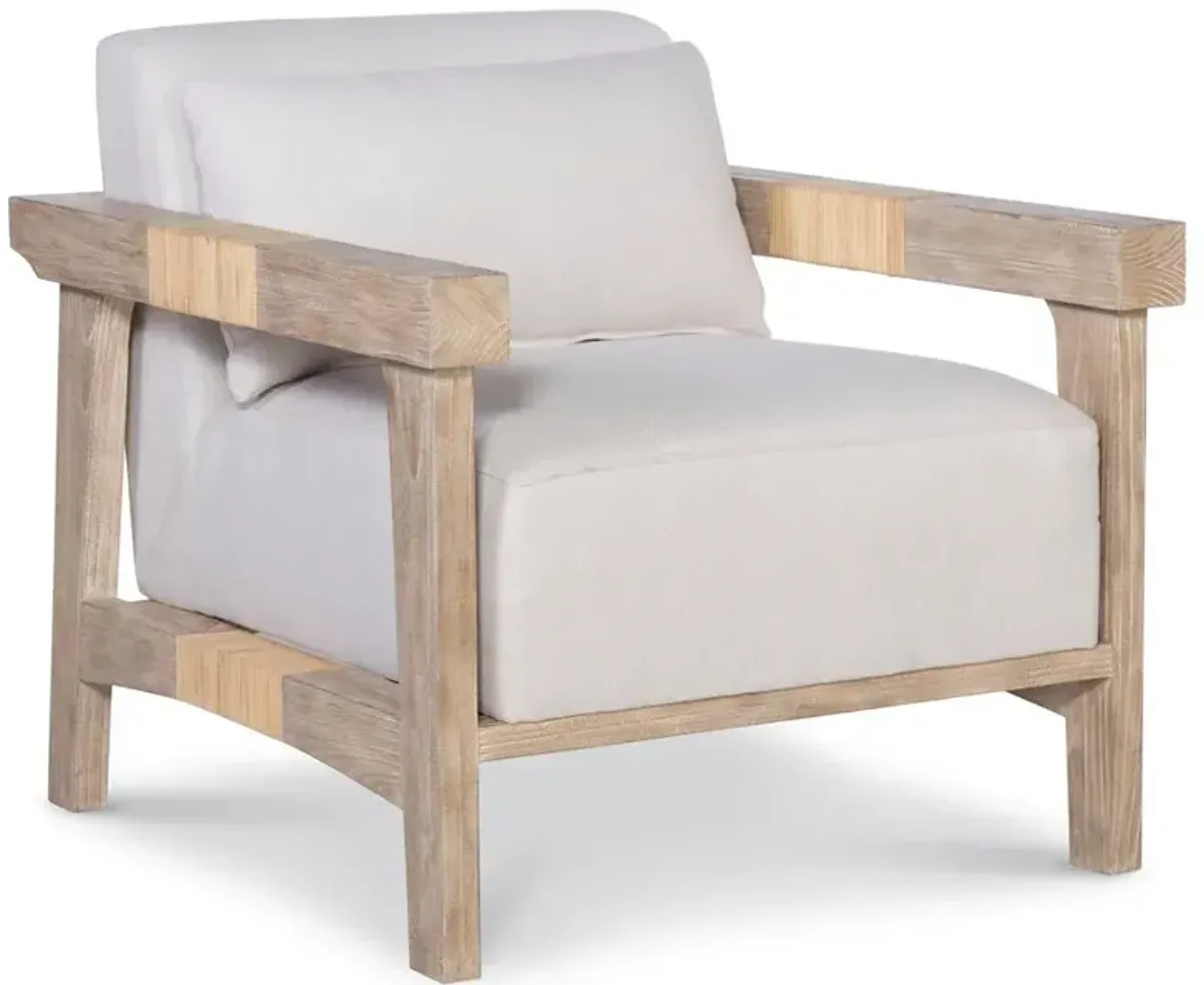 Century Koehn Coastal Beach Off White Linen Wood Lounge Chair