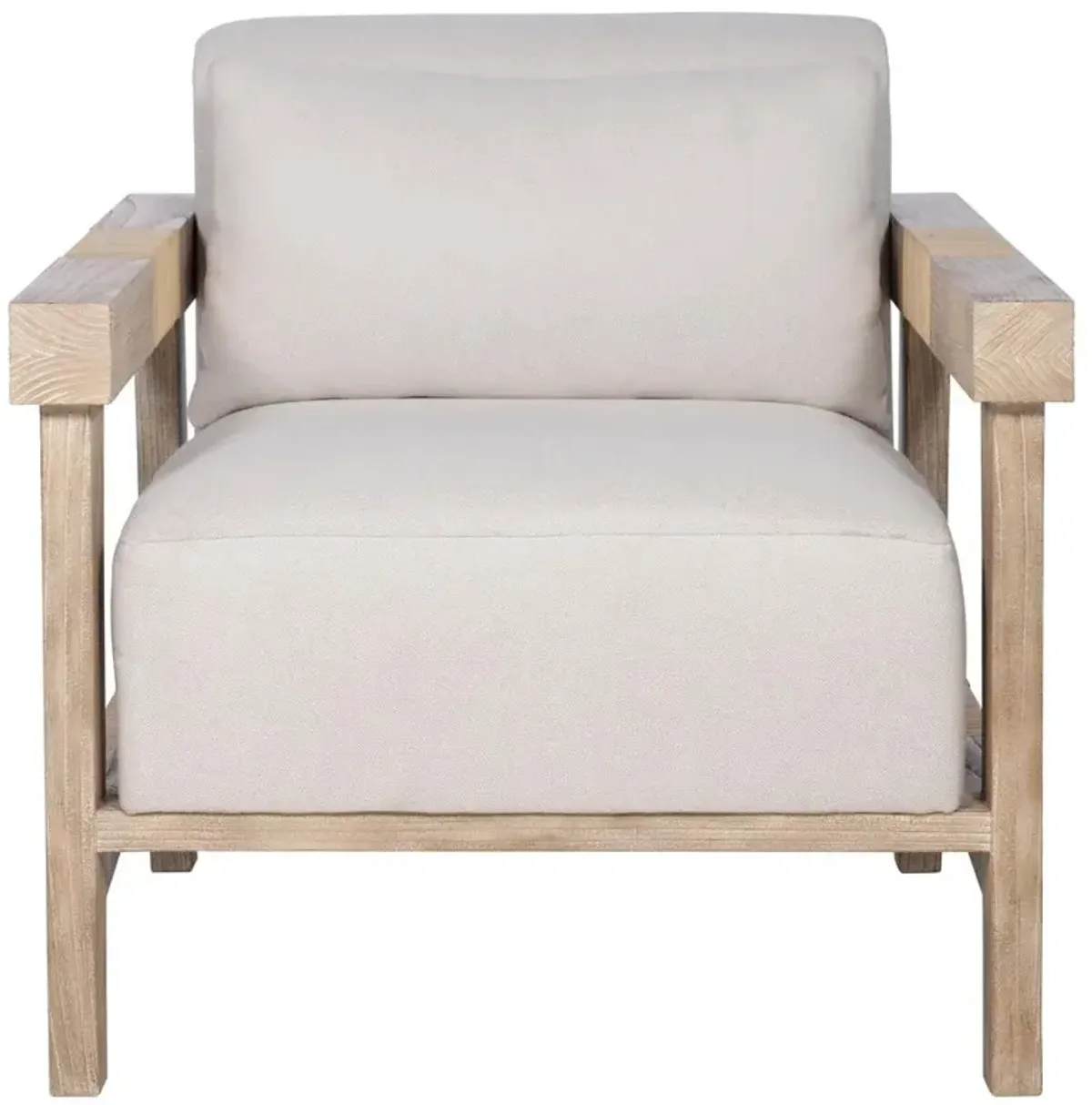 Century Koehn Coastal Beach Off White Linen Wood Lounge Chair
