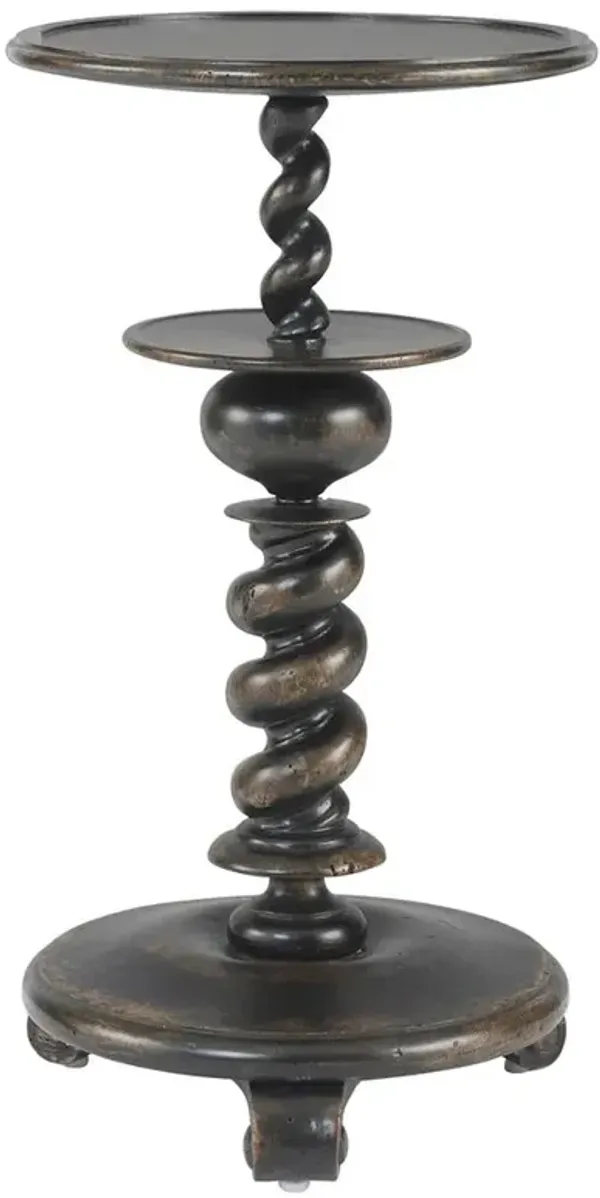 Century Lucia Rustic Lodge Dark Rustic Oak Candle Stand Table