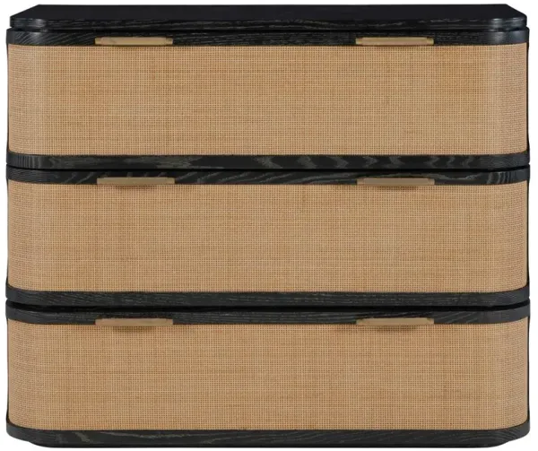 Century Rohan Coastal Beach Natural Cane Black Wood Bachelor Chest