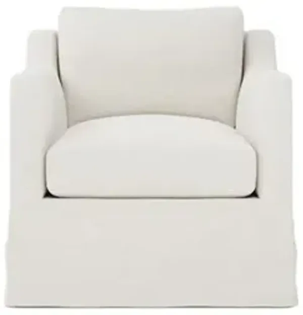 Madeline Pearl Slipcovered Swivel Chair