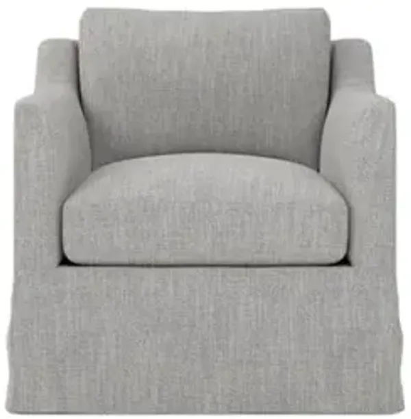 Madeline Nickel Performance Slipcovered Swivel Chair