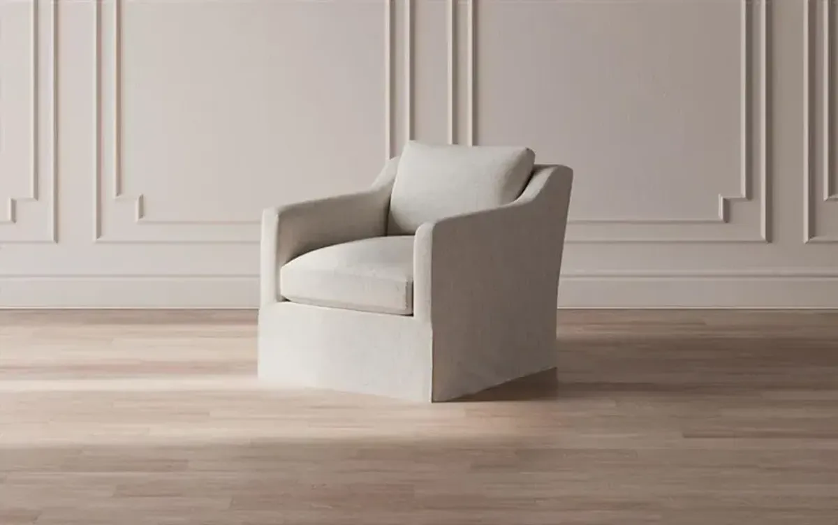 Madeline Dove Performance Slipcovered Swivel Chair
