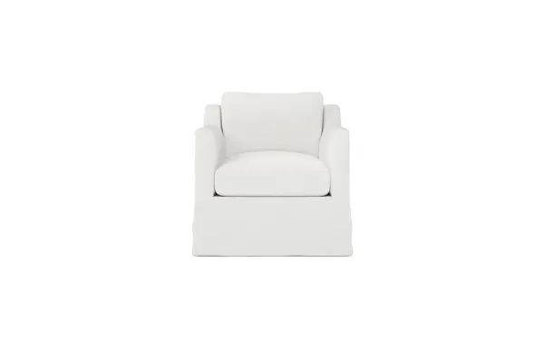 Madeline Snow Performance Slipcovered Swivel Chair