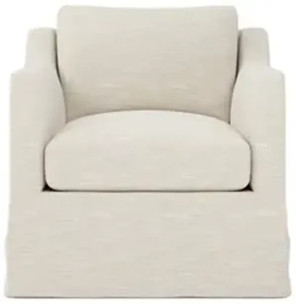 Madeline Sand Dollar Performance Slipcovered Swivel Chair