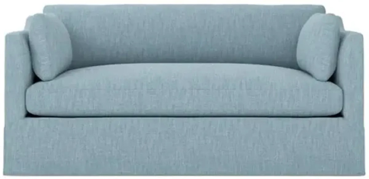 Madeline Eggshell Blue Performance Slipcovered Loveseat - 71"