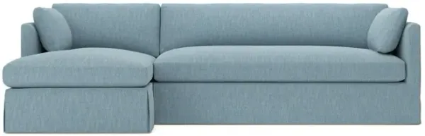 Madeline Eggshell Blue Performance Slipcovered Chaise Sectional - Left Chaise - 113"