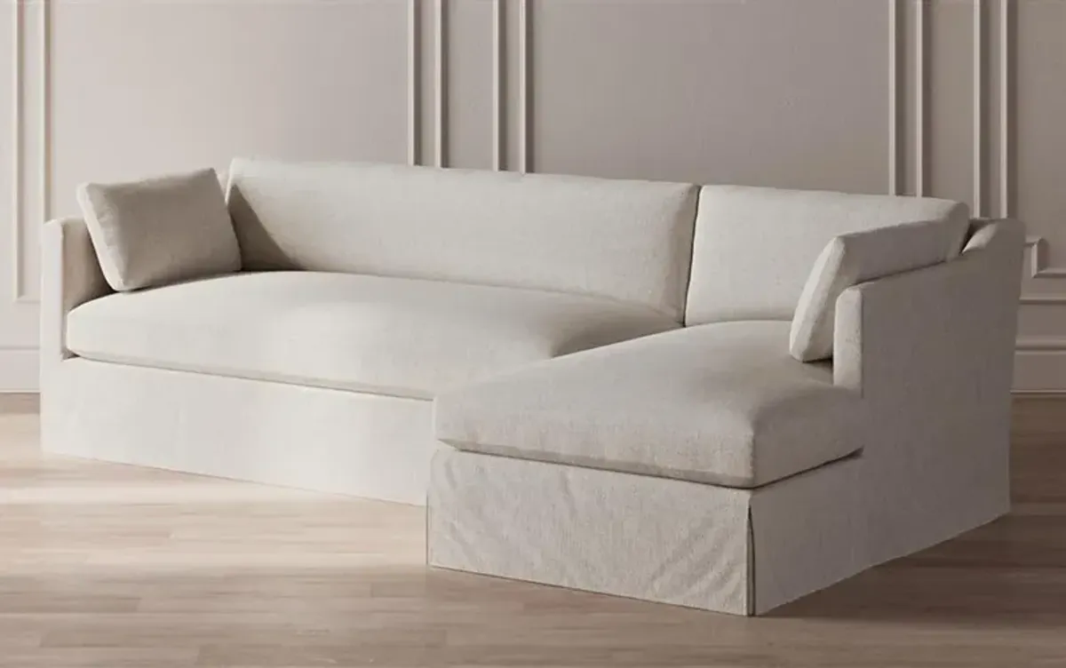 Madeline Straw Performance Slipcovered Chaise Sectional - Right Chaise - 113"