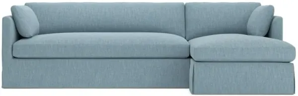 Madeline Eggshell Blue Performance Slipcovered Chaise Sectional - Right Chaise - 113"