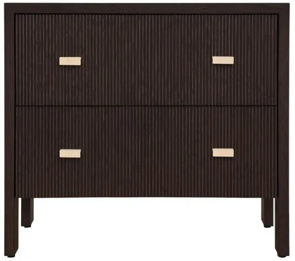 Worlds Away Andre Modern Classic Dark Espresso Oak Wood Nightstand