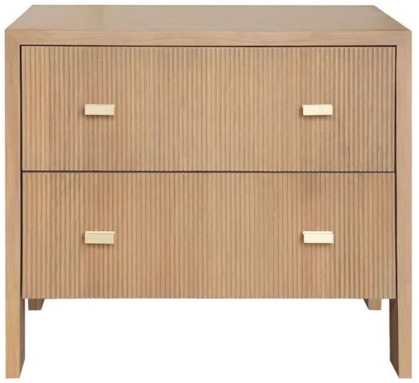 Worlds Away Andre Modern Classic Natural Oak Wood Nightstand