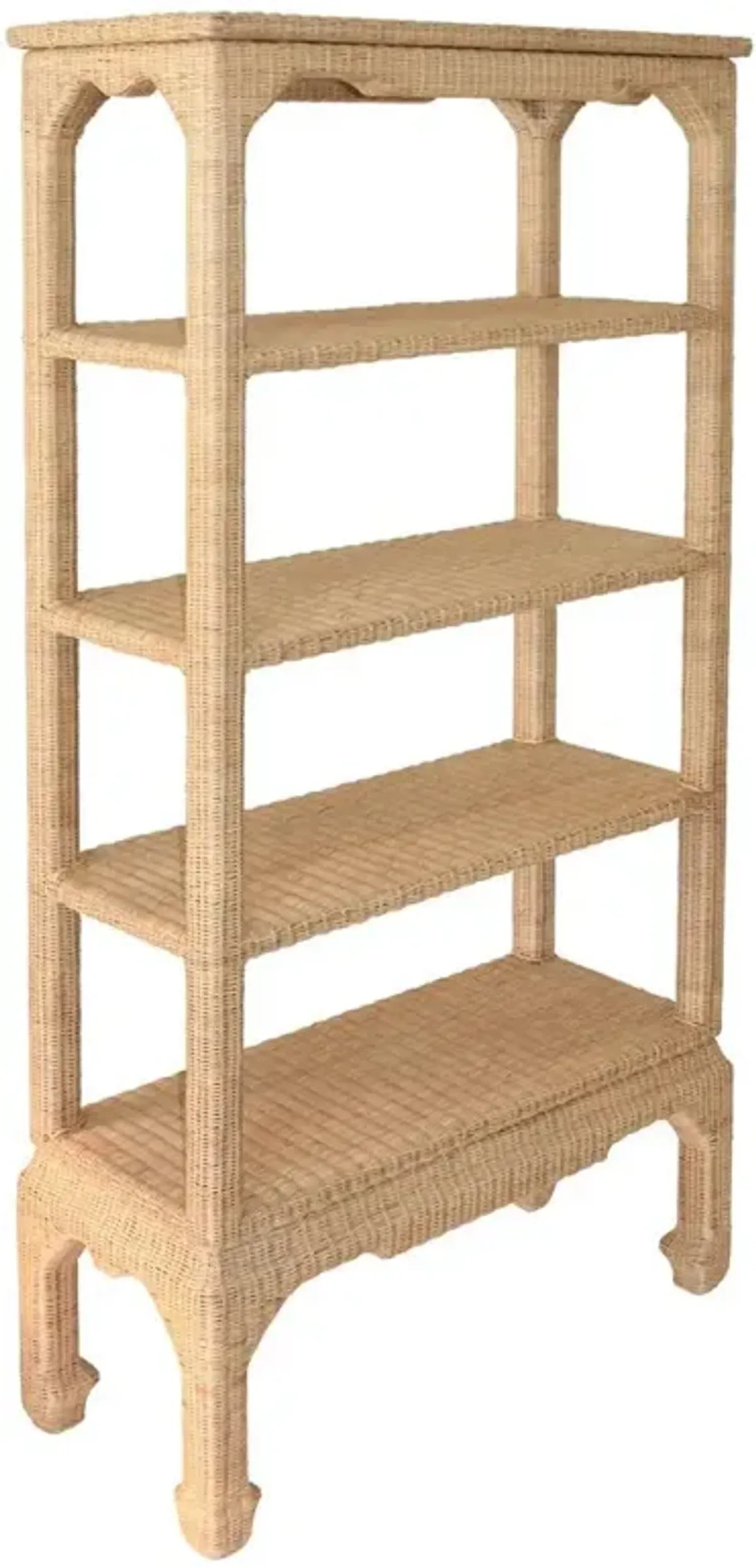 Worlds Away Cavalier Coastal Beach Natural Woven Rattan Etagere