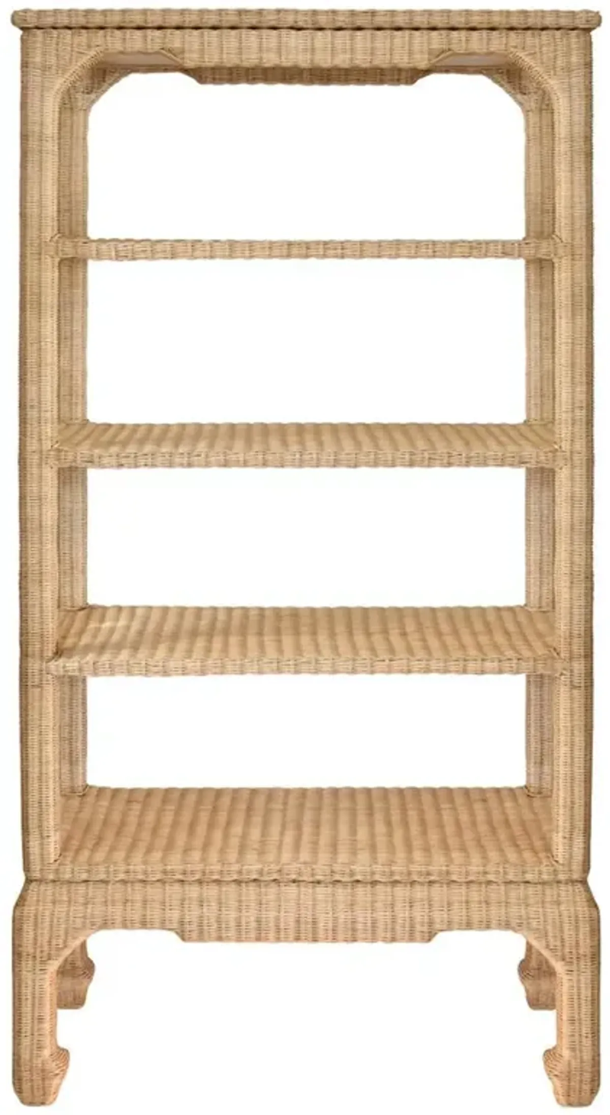 Worlds Away Cavalier Coastal Beach Natural Woven Rattan Etagere