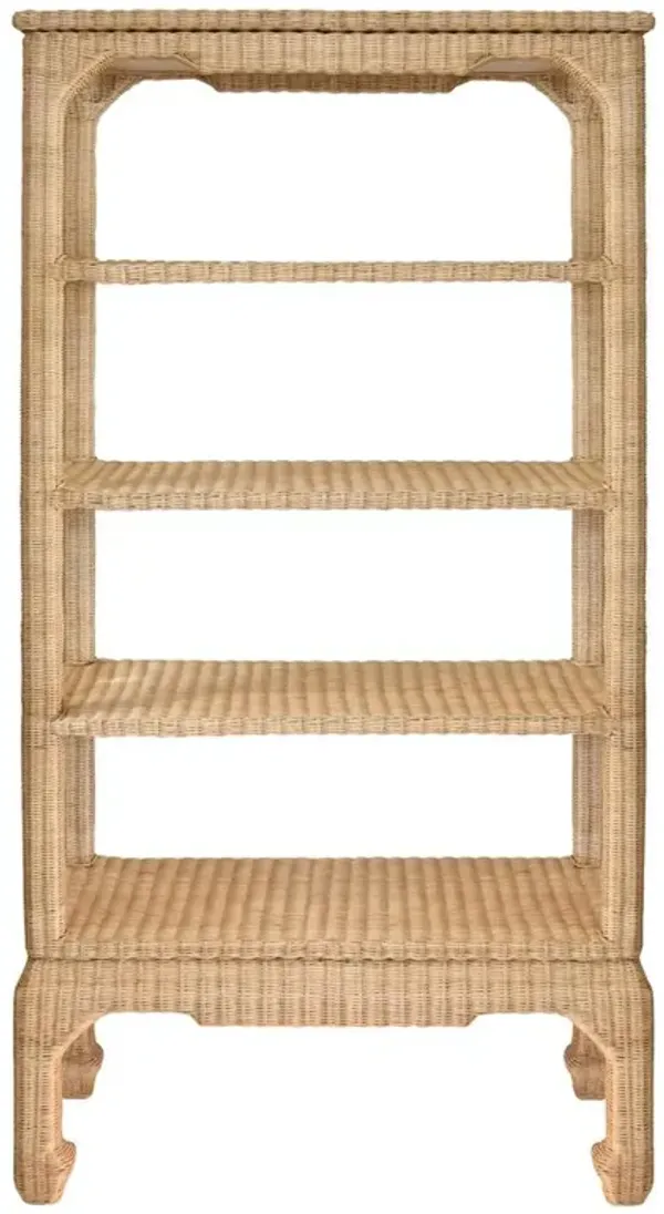 Worlds Away Cavalier Coastal Beach Natural Woven Rattan Etagere