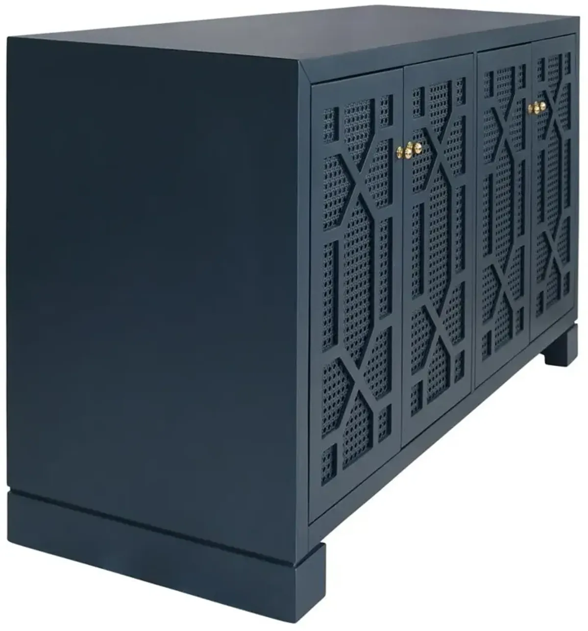 Worlds Away Claire Modern Matte Navy Lacquer Cane Buffet