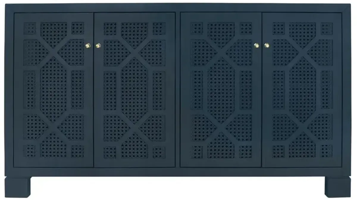 Worlds Away Claire Modern Matte Navy Lacquer Cane Buffet