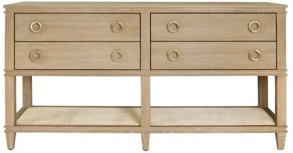 Worlds Away Richmond Cerused Oak Woven Cane Console Table