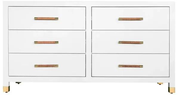 Worlds Away Winchester Modern Classic White Wood Double Dresser