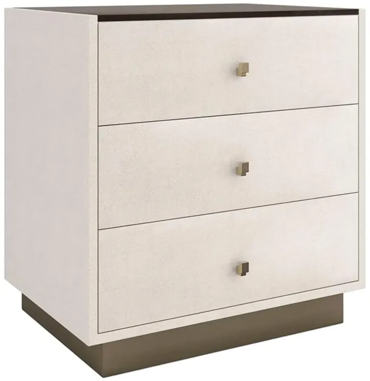 Amora Modern Classic Cream Wood Brushed Gold Nightstand